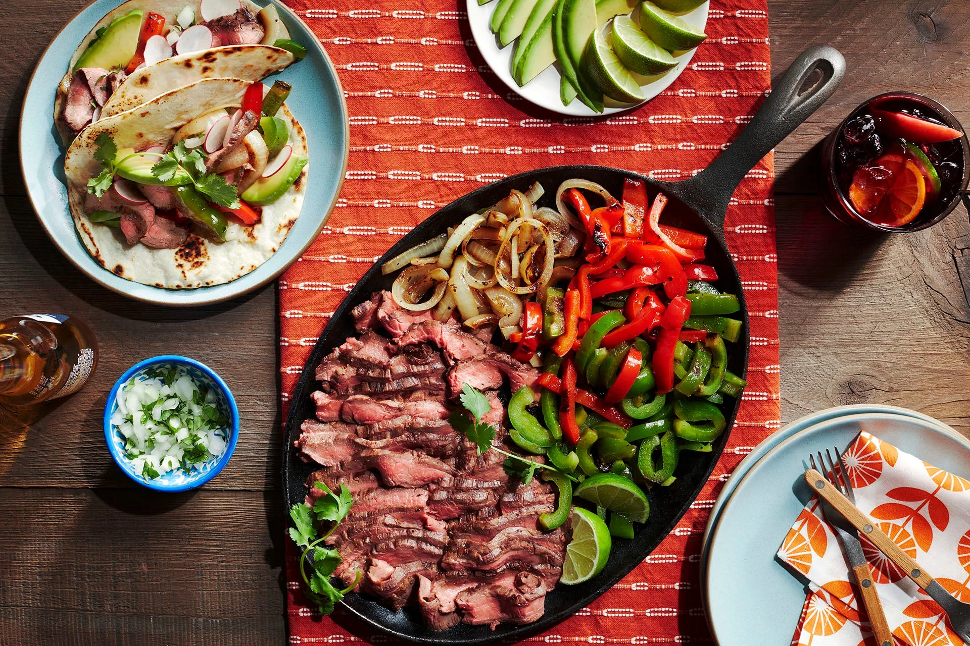Grilled Citrus Ranch Flank Steak Fajitas