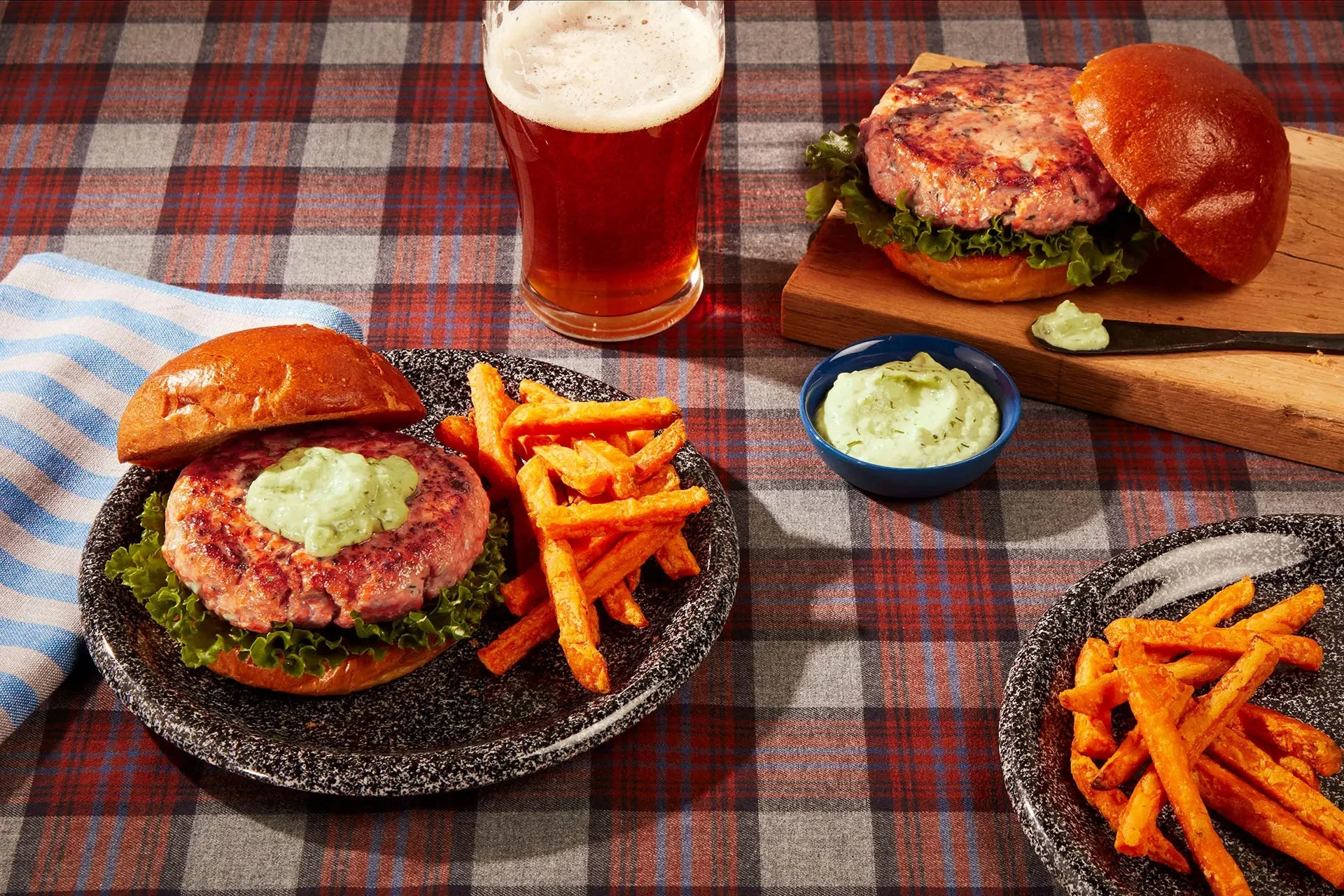 Salmon Burgers with Avocado Ranch