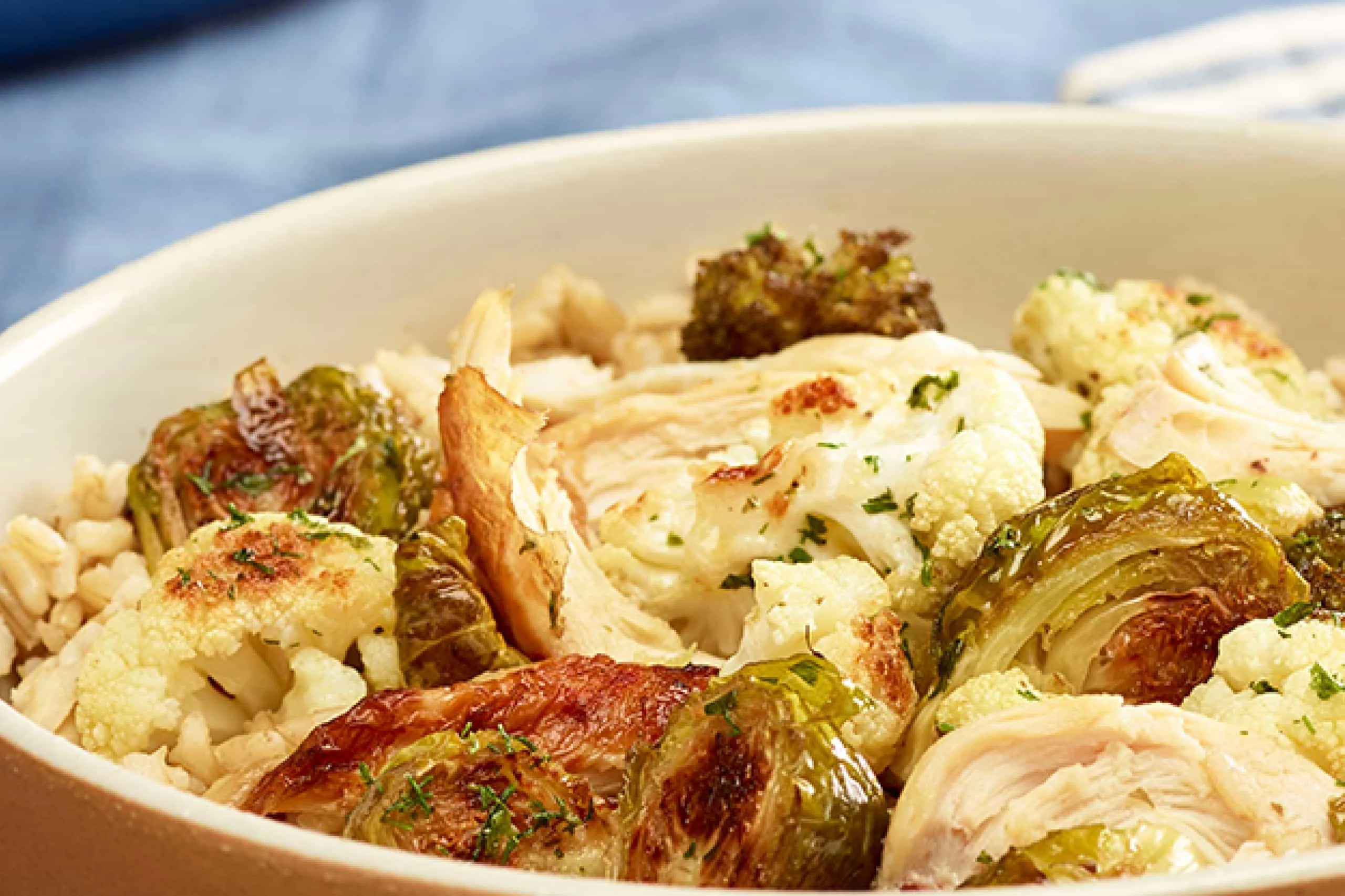 Chicken and Rice Bowls with Ranch-Roasted Vegetables