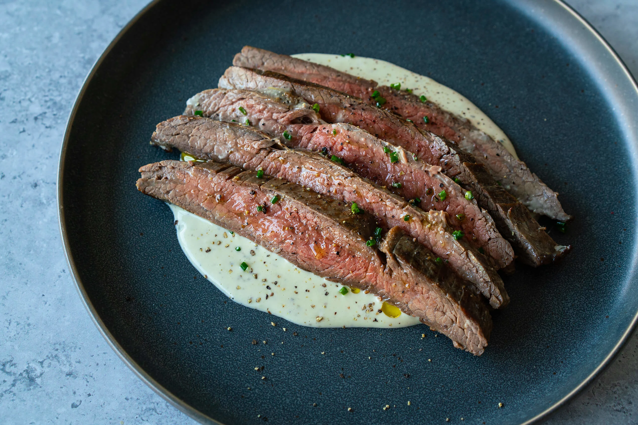 Steak with Garlic Cream Sauce